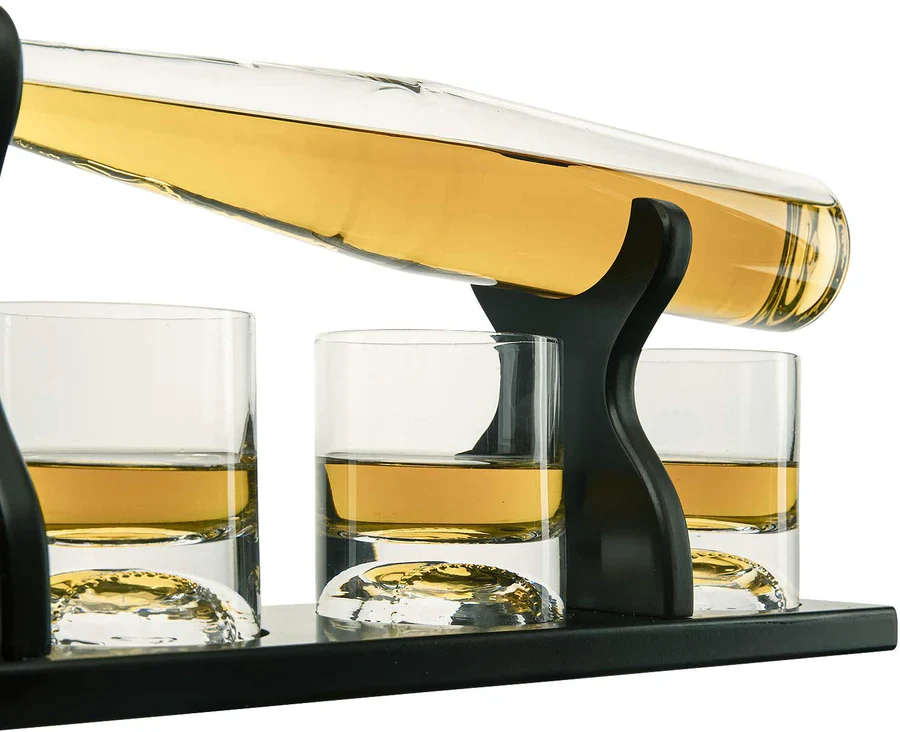 Baseball Bat Whiskey Decanter Set with 4 Baseball Glasses - Image 2