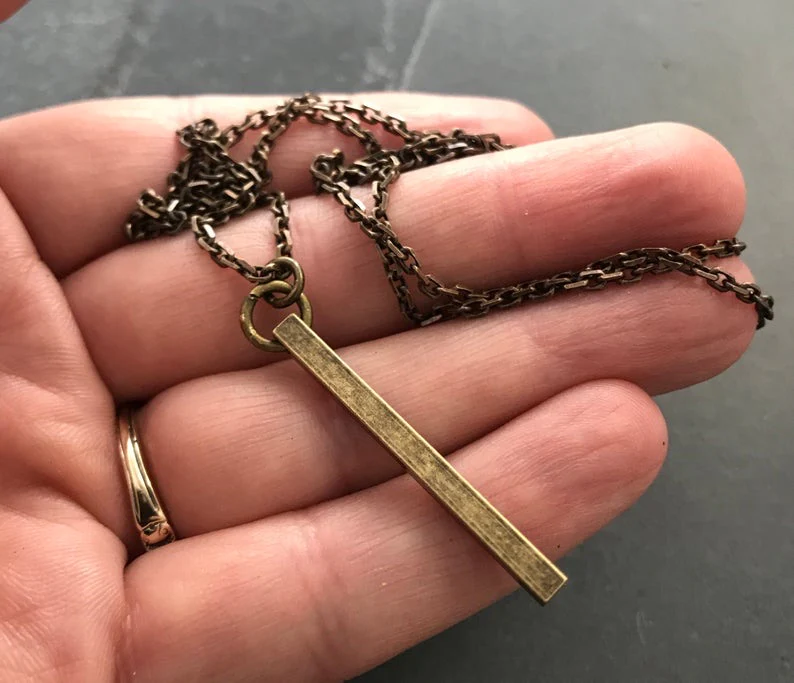 Brass Bar Pendant And Necklace - Image 2