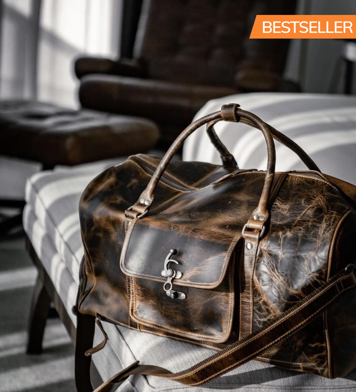 The “Hemingway” Buffalo Leather Duffle Bag - Image 4