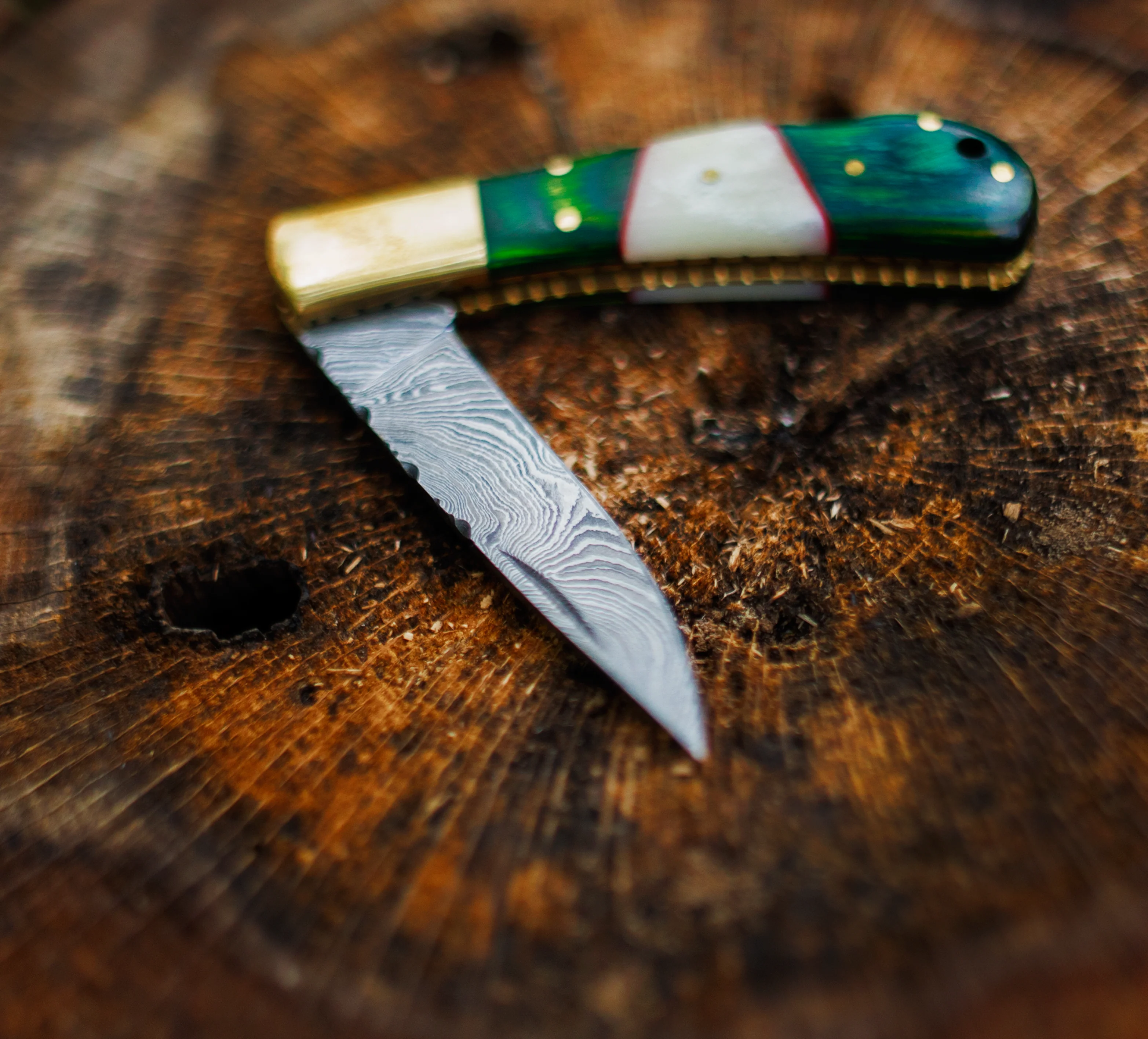 Damascus Folder Pocket Knife- VG 51 - Image 2