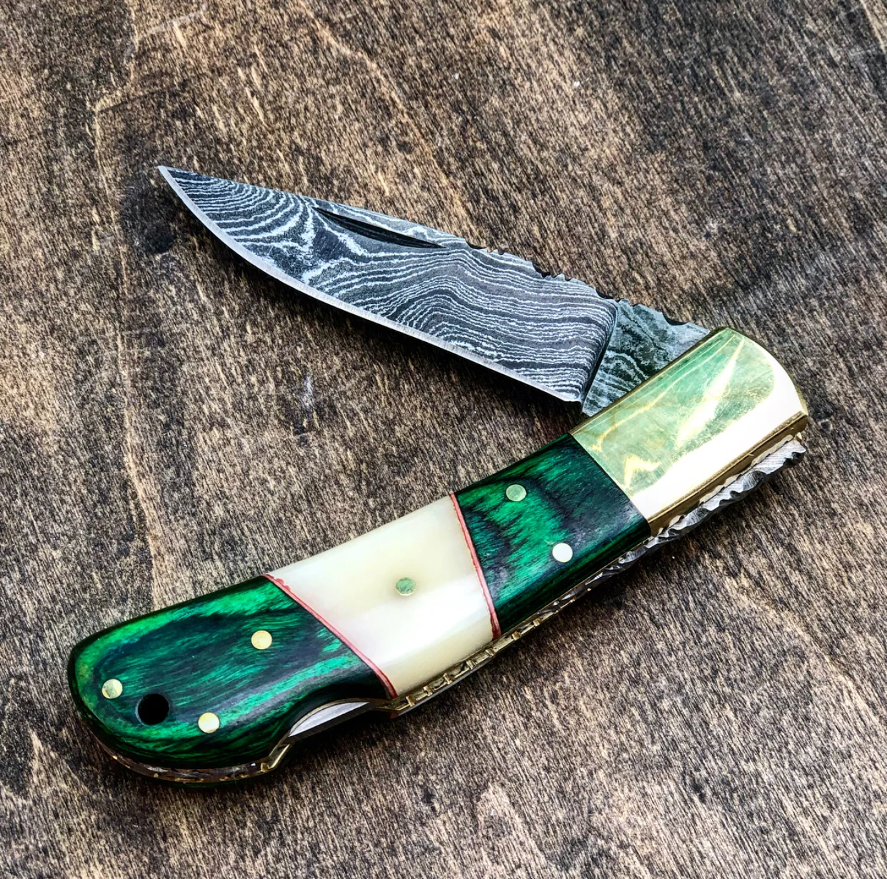 Damascus Folder Pocket Knife- VG 51 - Image 4