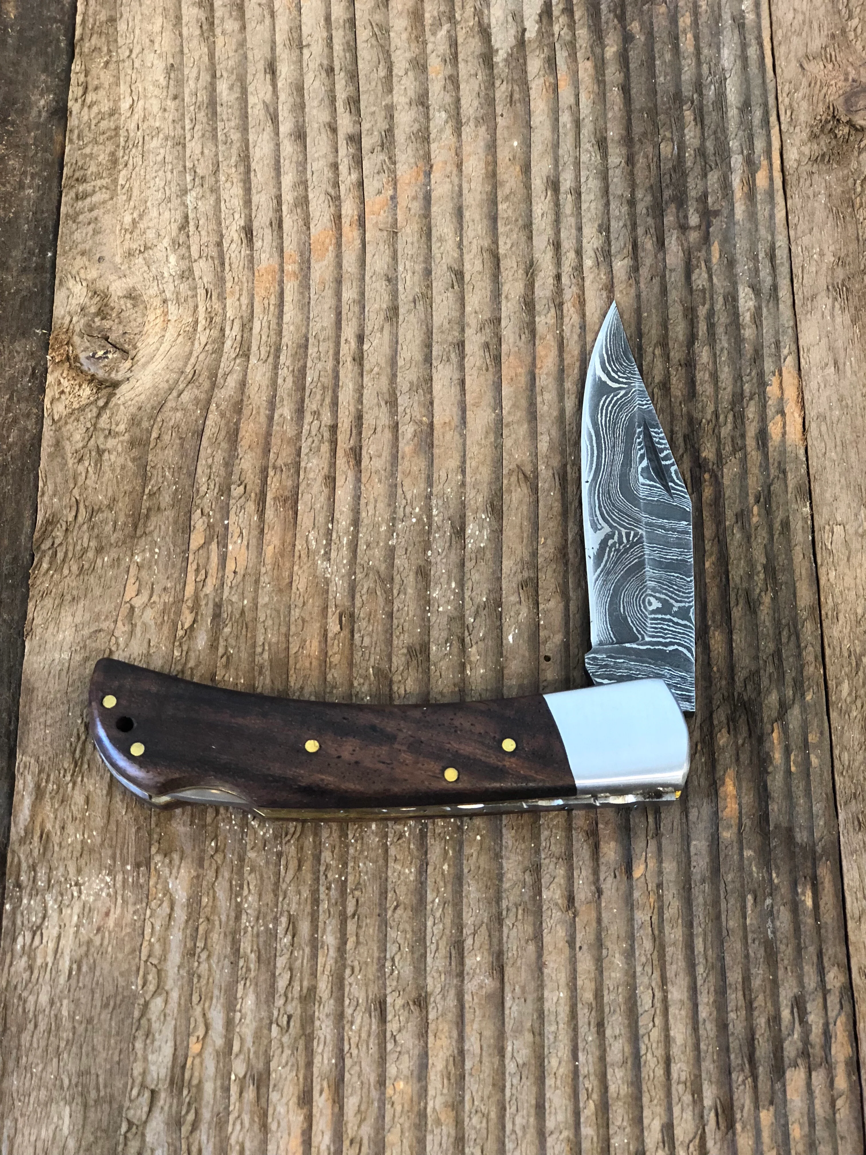 Damascus Walnut Pocket Knife VG 106 - Image 3