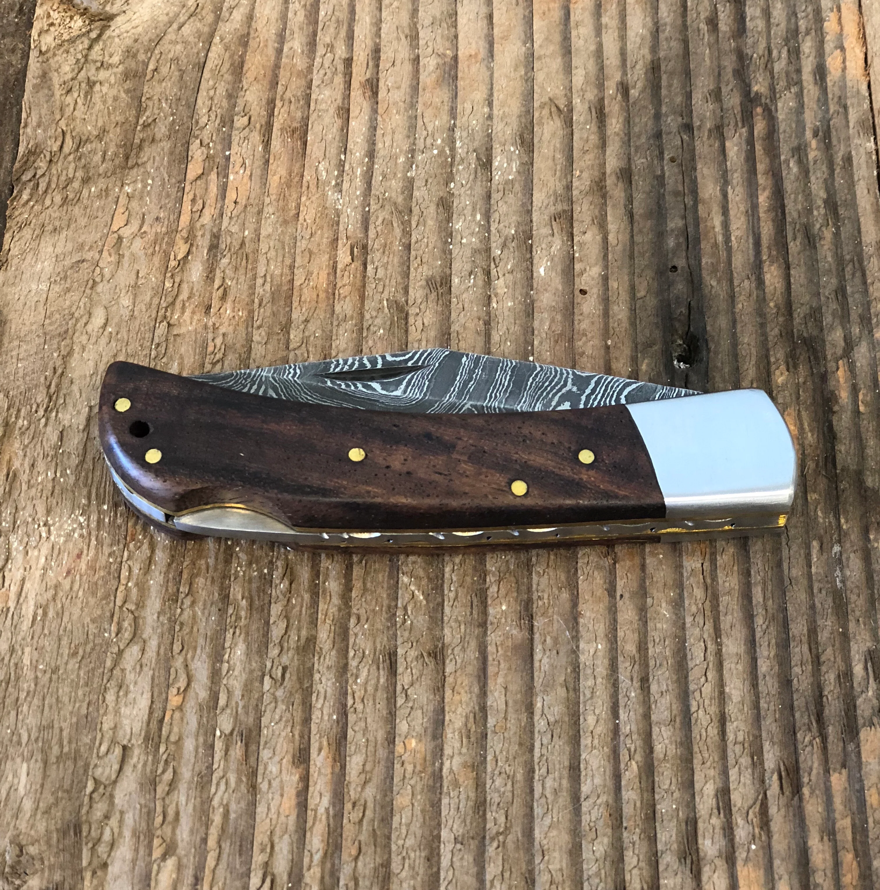 Damascus Walnut Pocket Knife VG 106 - Image 4