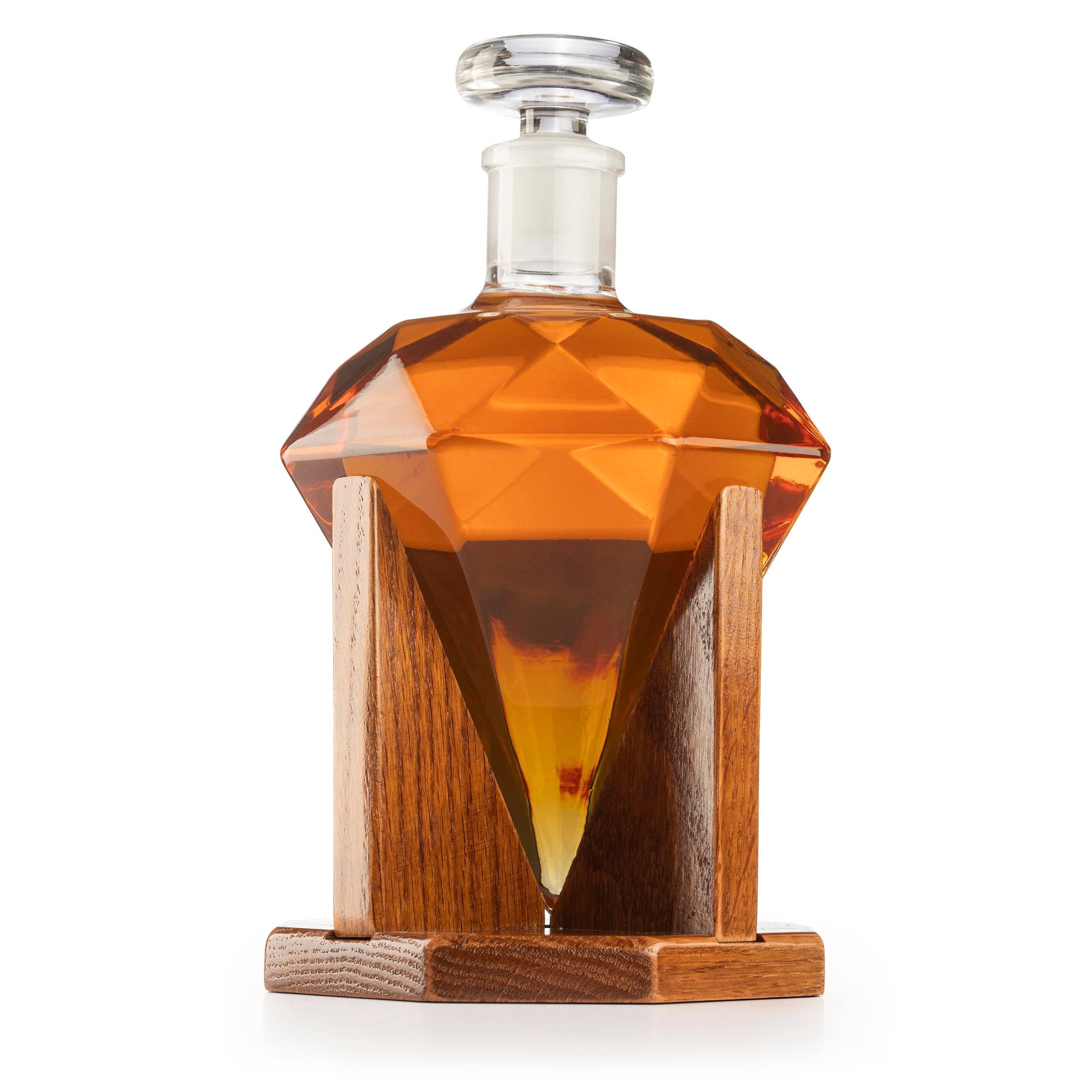 Diamond Whisky Decanter with Mahogany Wooden Base - Image 2