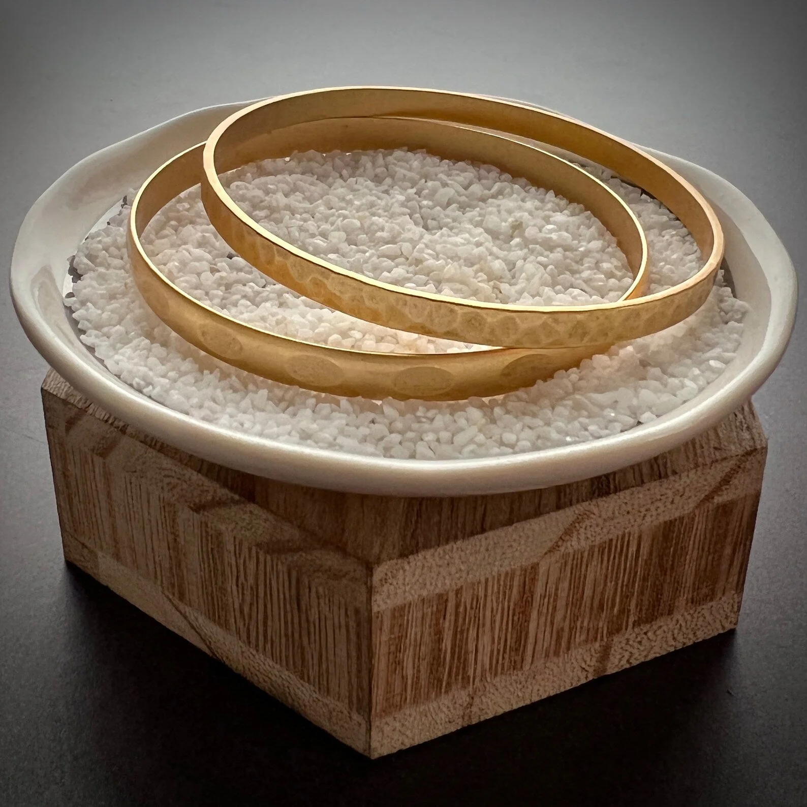 Double Bangle, Gold Textured Bracelet Set, JohnnyGirl Jewelry, B-0001 - Image 3