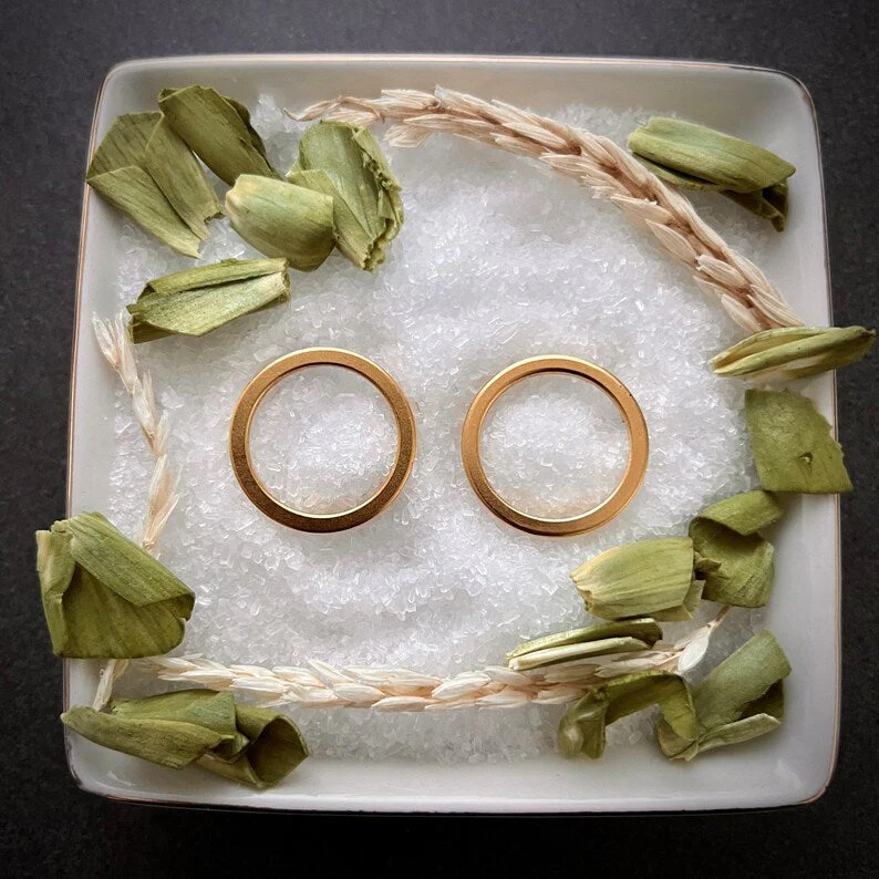 Gold Circle Post Earrings, Hoop, Large Studs, Simple Everyday Jewelry, JohnnyGirl - Image 4