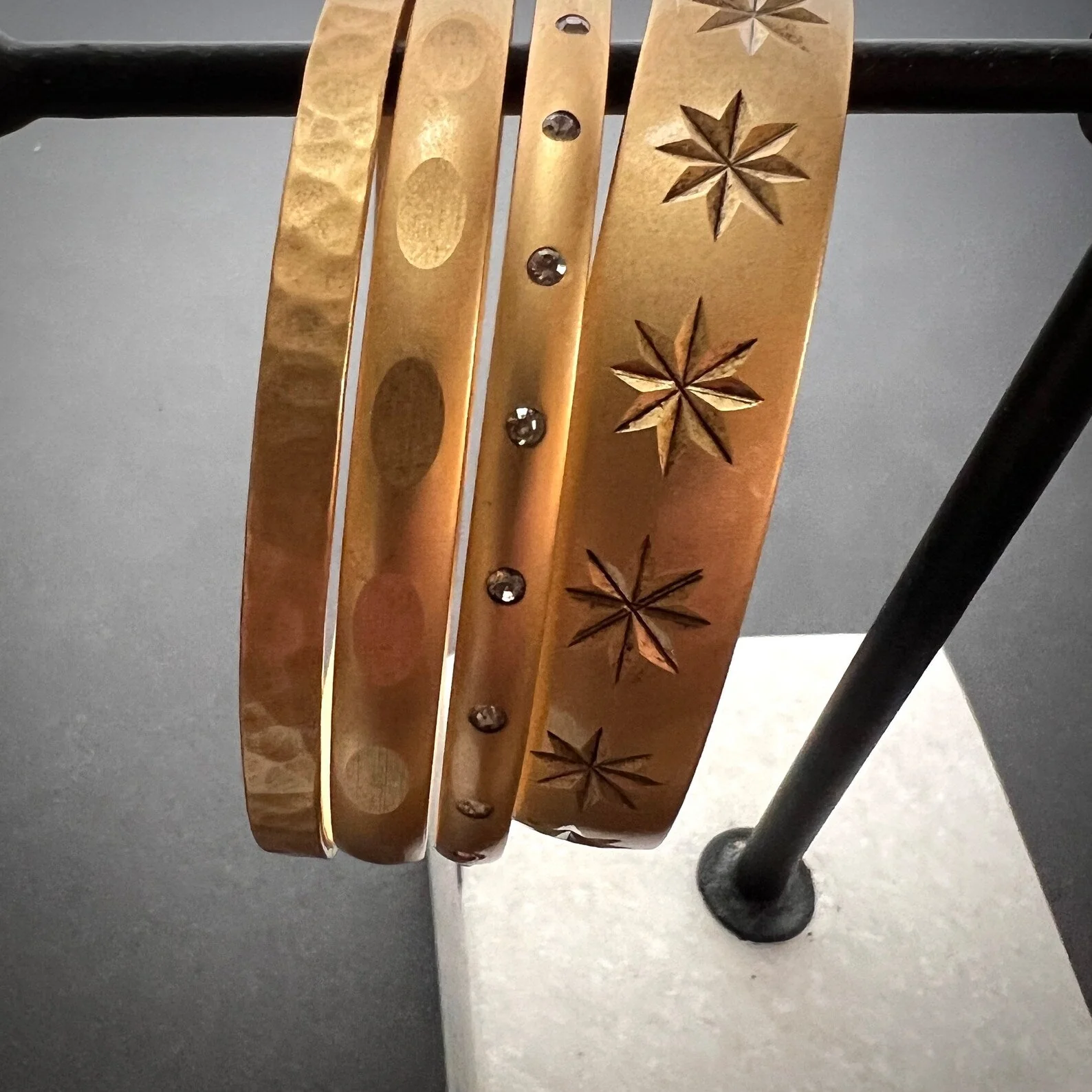 Gold Rhinestone Bangle, Sparkly Swarovski Crystal Bracelet, JohnnyGirl Jewelry - Image 4