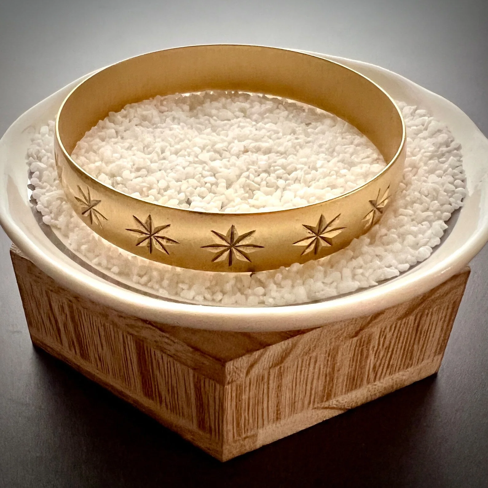 Gold Star Bangle, Large Wide Bracelet, JohnnyGirl Jewelry, B-0003 - Image 2