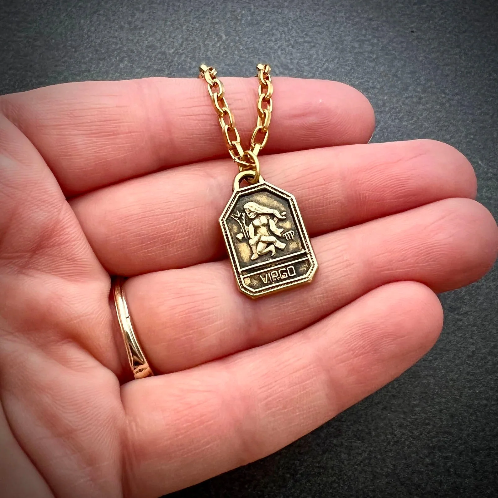 Gold Zodiac Women's Necklace, 16, 17, 18 inch, Astrology Celestial Brass Jewelry, Johnny Girl, GBR-0005 - Image 5