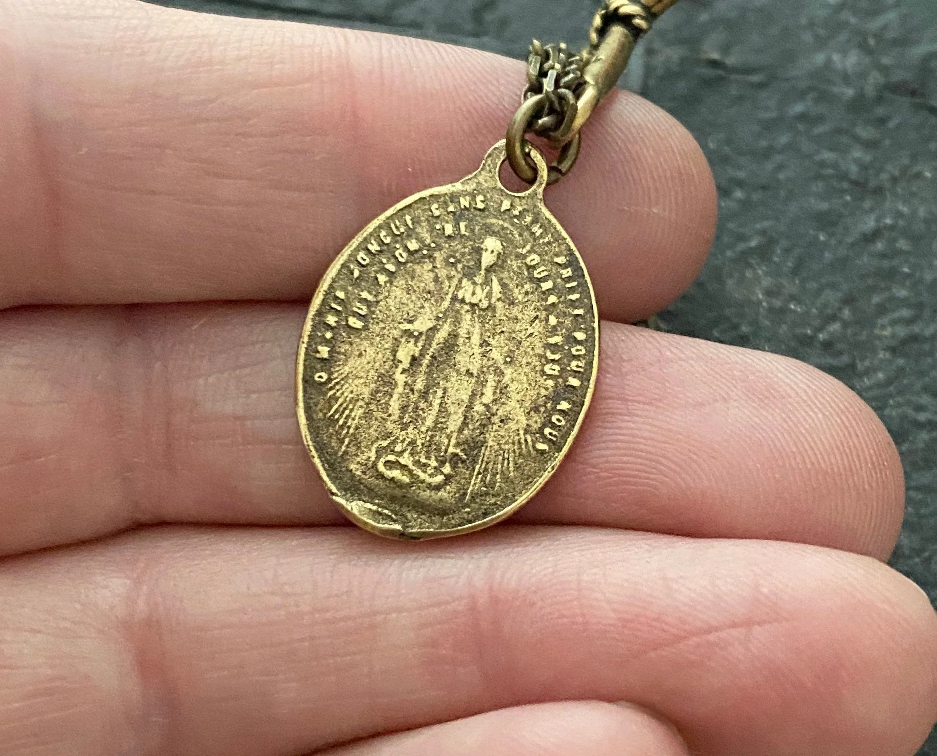 Men's Antiqued Brass Dual Pendant Necklace with Rope Tied Cross and Archangel St. Michael Medal, Unisex Necklace, BR-036, Johnny Ltd - Image 4