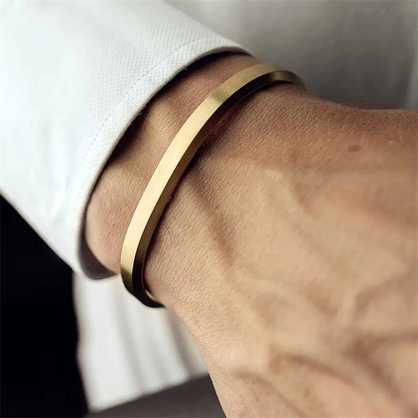 Mens Gold Cuff Bracelet - Image 2