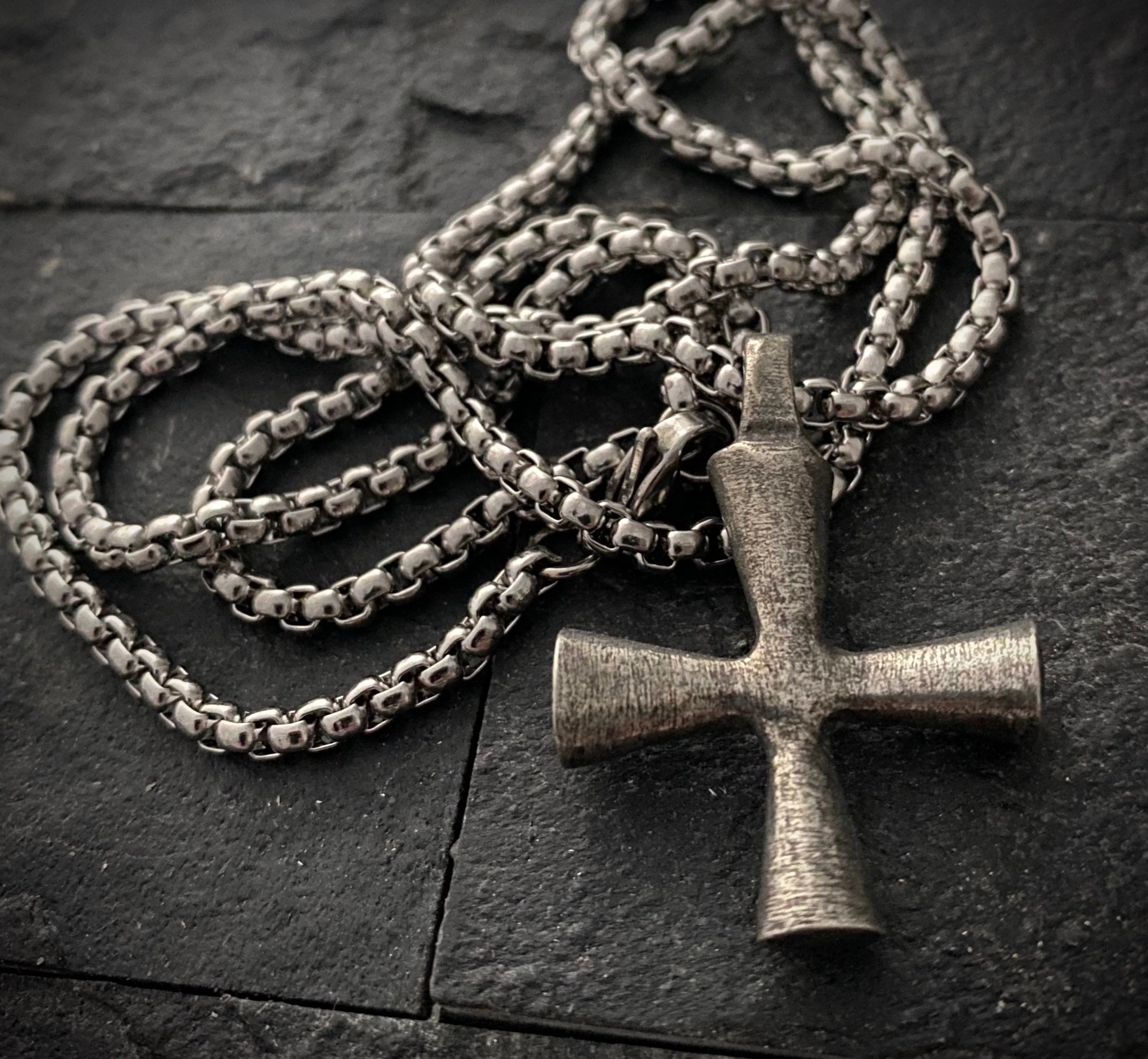 Men's Maltese style cross, Heavy pewter cross, unisex, Steel chain, Faith, Cross ST-019 - Image 2