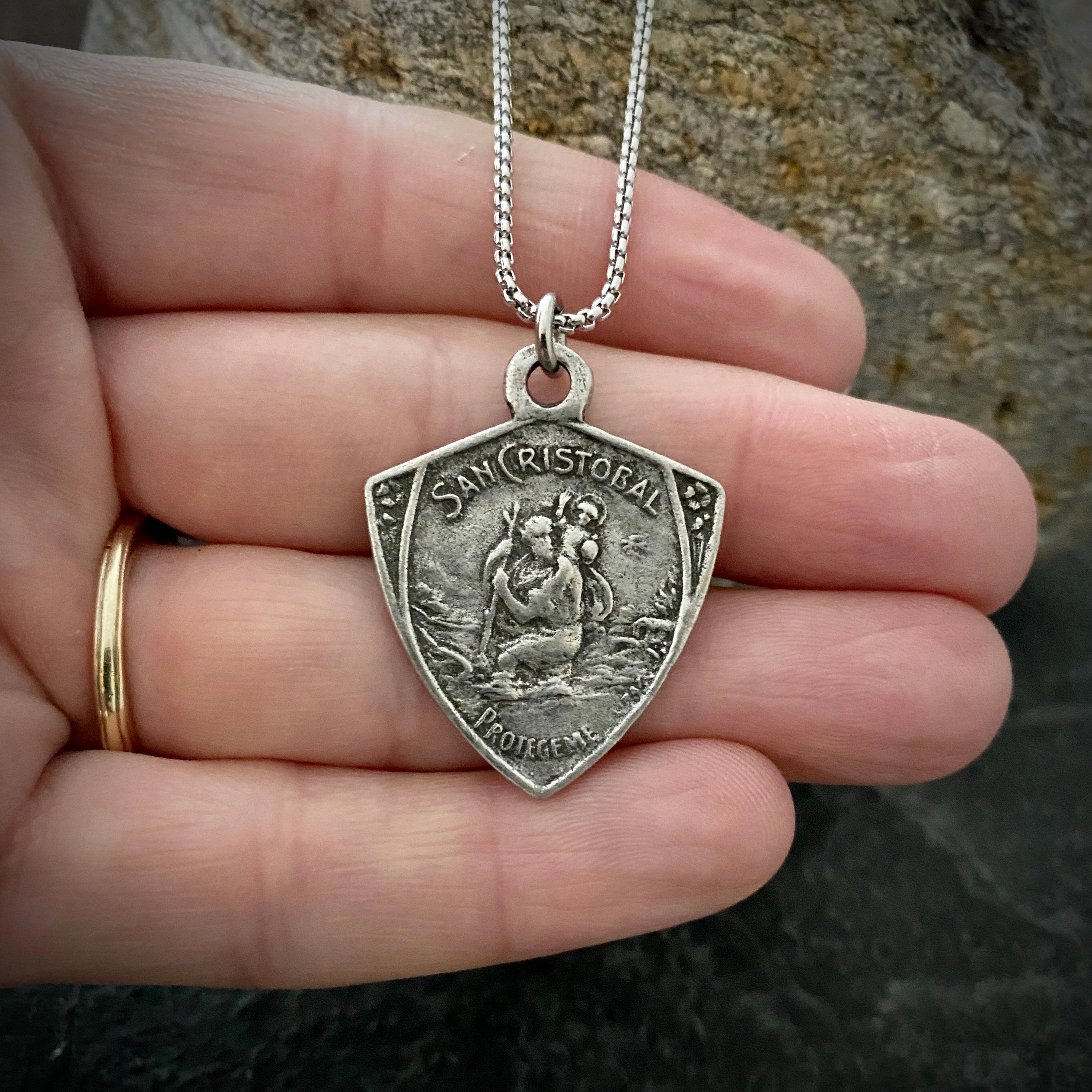 Men's St. Christopher Medal Necklace, Unisex Jewelry, Chain length in 20 or 24 inches, ST-031 - Image 3