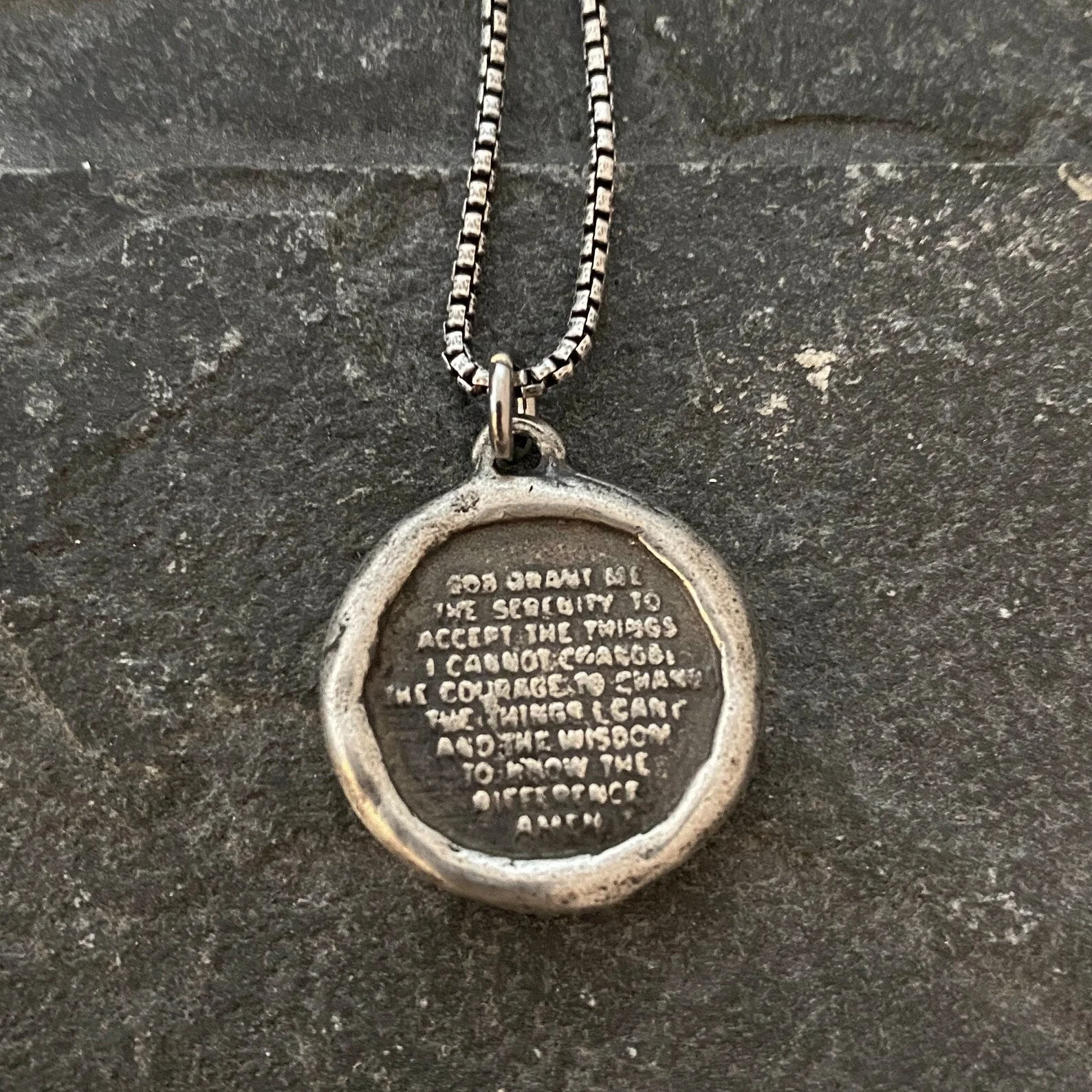 NOW in Sterling Silver - Serenity Prayer Necklace, Men's Soldered Pendant with Cross, Unisex Jewelry Gift, Faith, SS-018 - Image 4