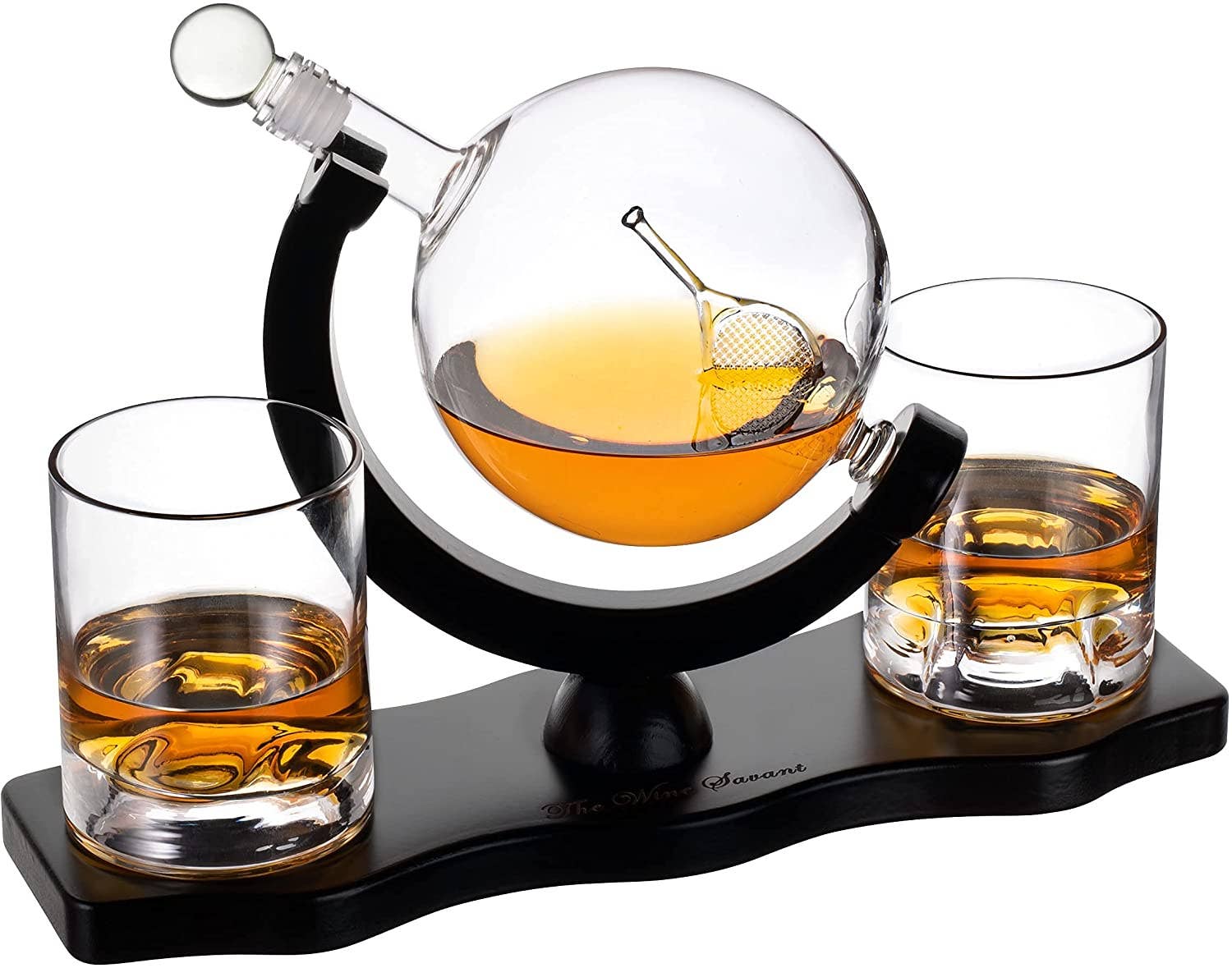 Sailfish Whiskey Decanter Dispenser and 4 Liquor Glasses - Image 9