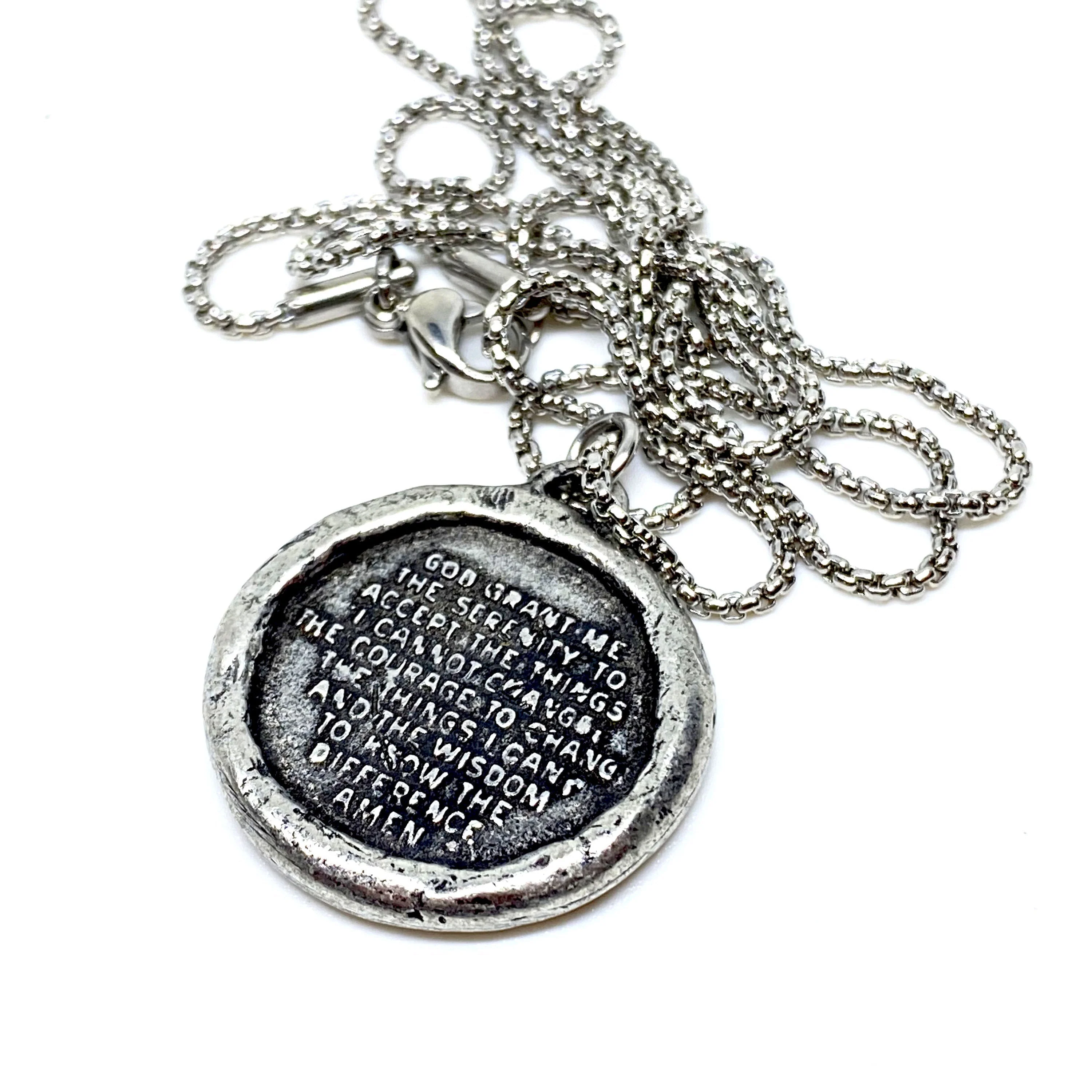 Serenity Prayer Necklace, Men's Soldered Pendant with Cross, Unisex Jewelry Gift, Faith, ST-024 - Image 3