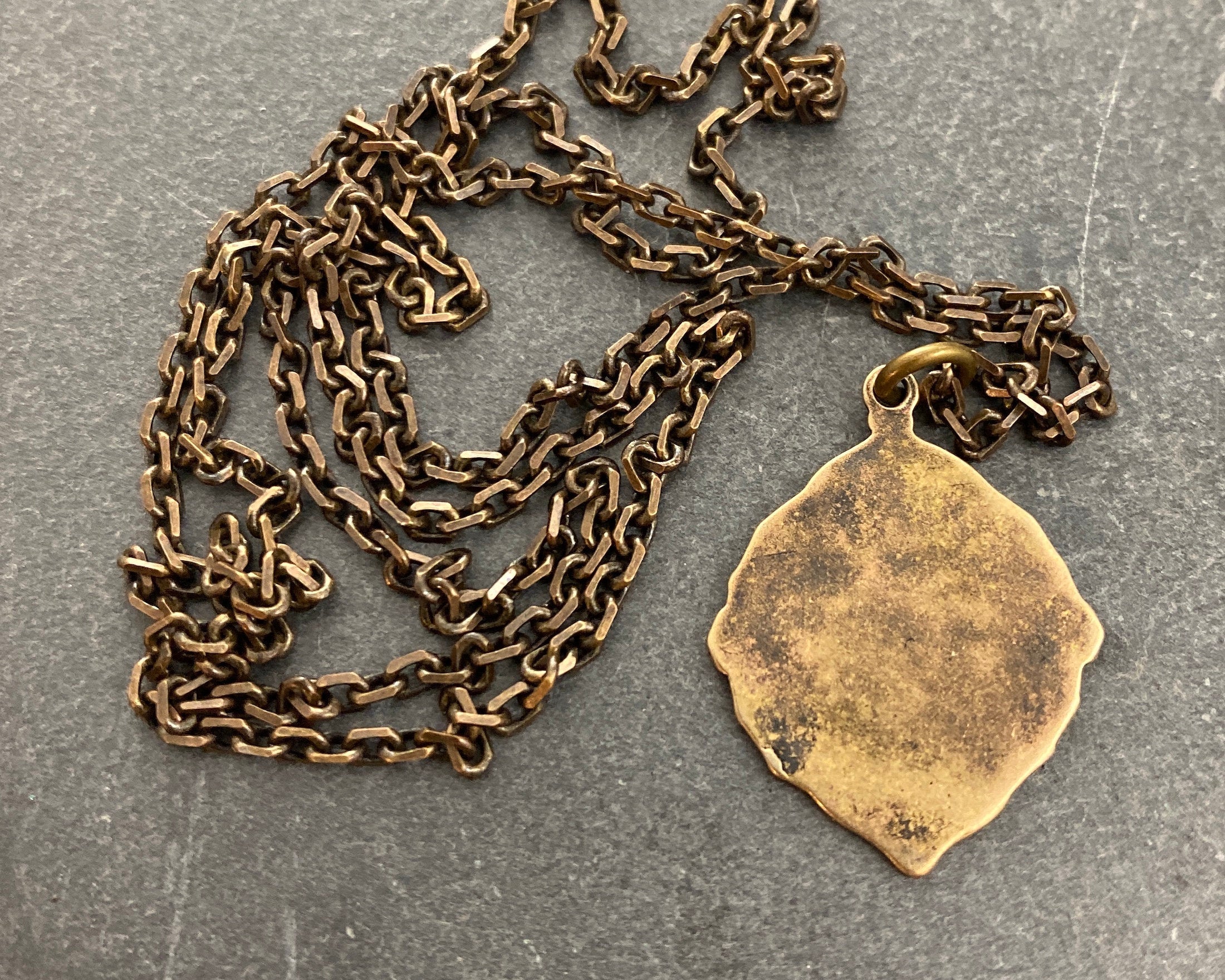 St. Christopher Antiqued Brass Men's Necklace, Johnny LTD  featuring a Vintage Catholic Medal, Unisex Necklace, BR-023 - Image 4