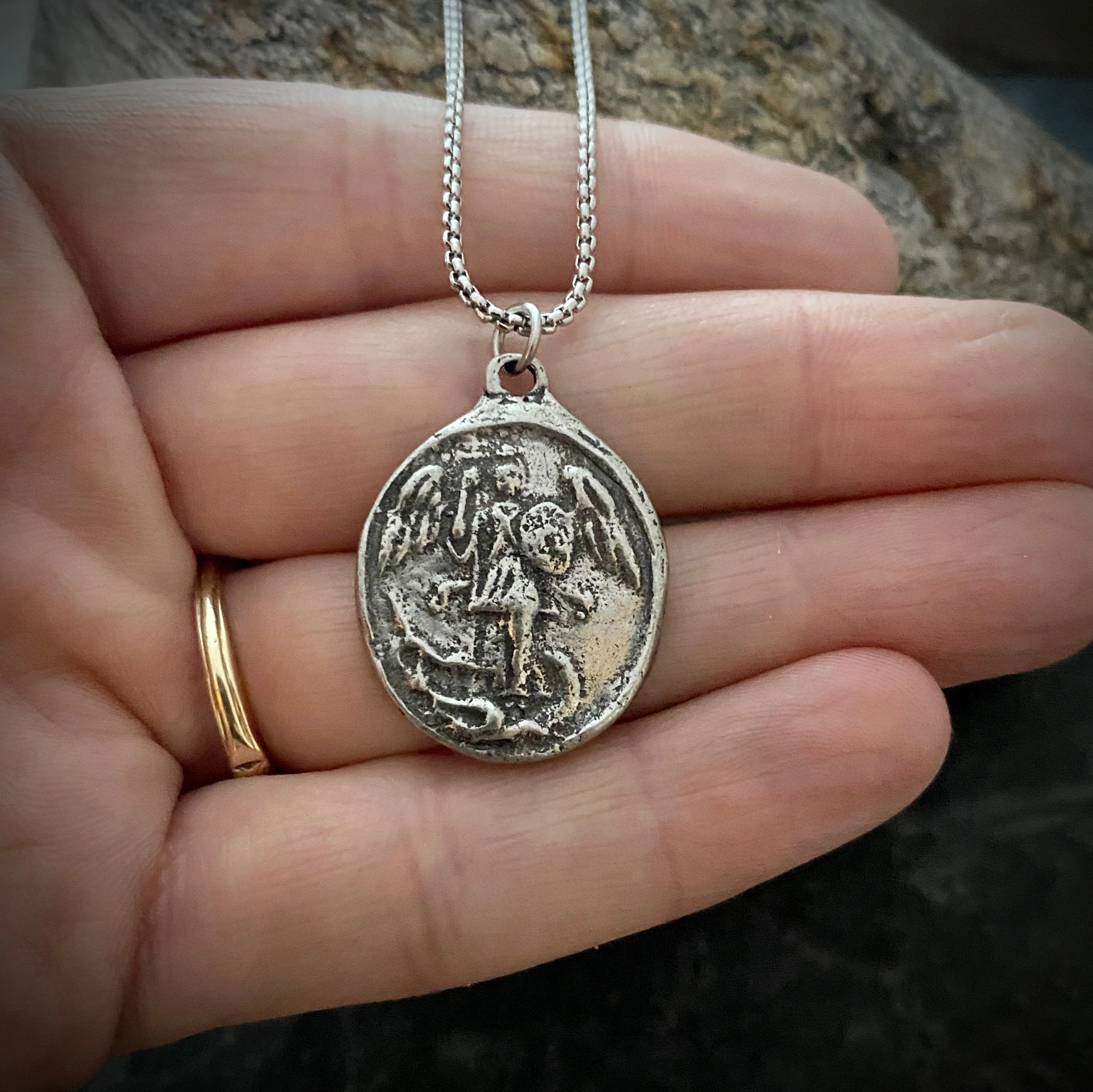 St. Michael the Archangel And Cross Medal, Men's Unisex Necklace Religious Catholic Protection Jewelry, ST-028 - Image 3