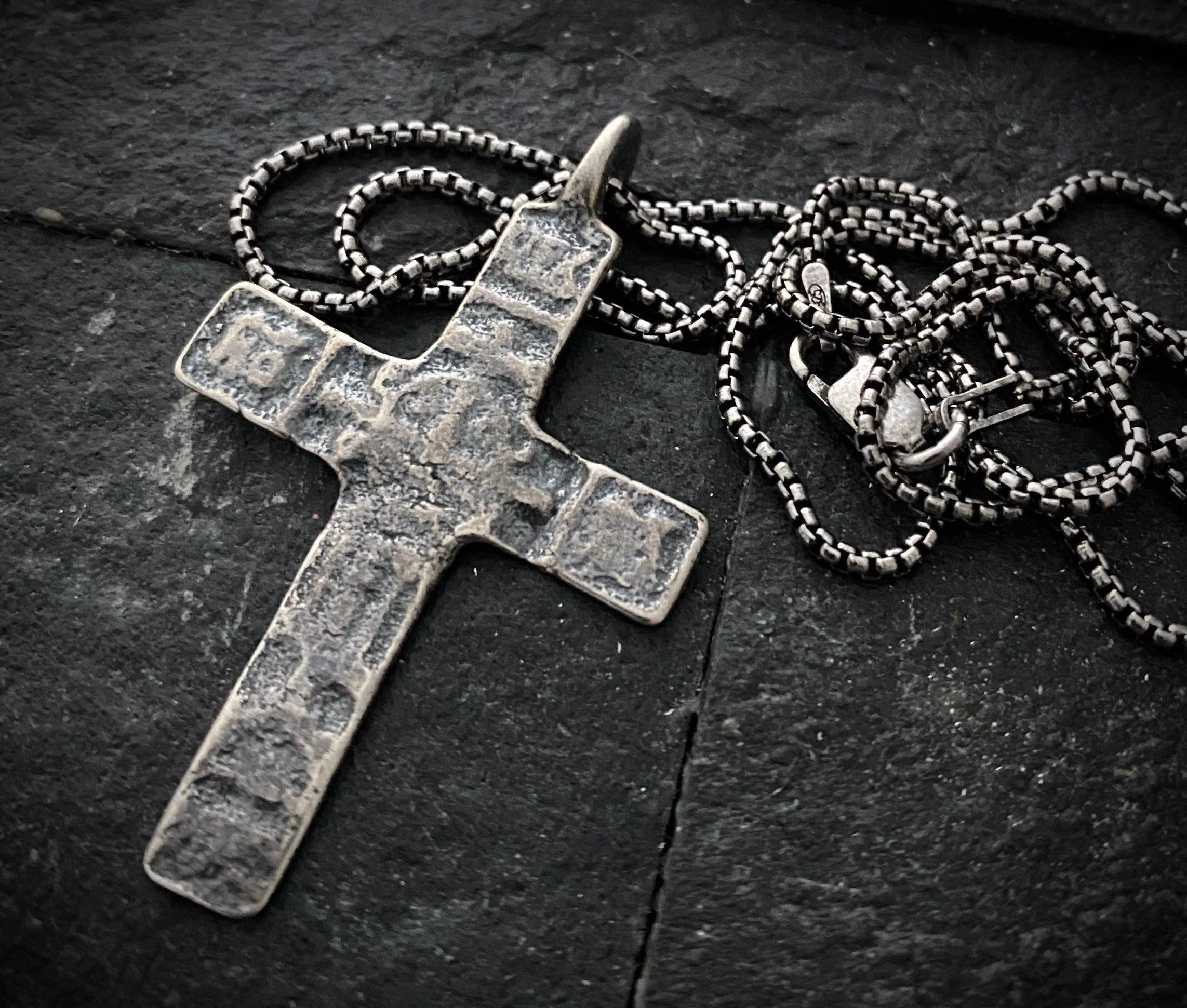 Sterling Silver Ancient Cross, Men's, Unisex Necklace, Medieval Cross, Men's SS-008 - Image 4