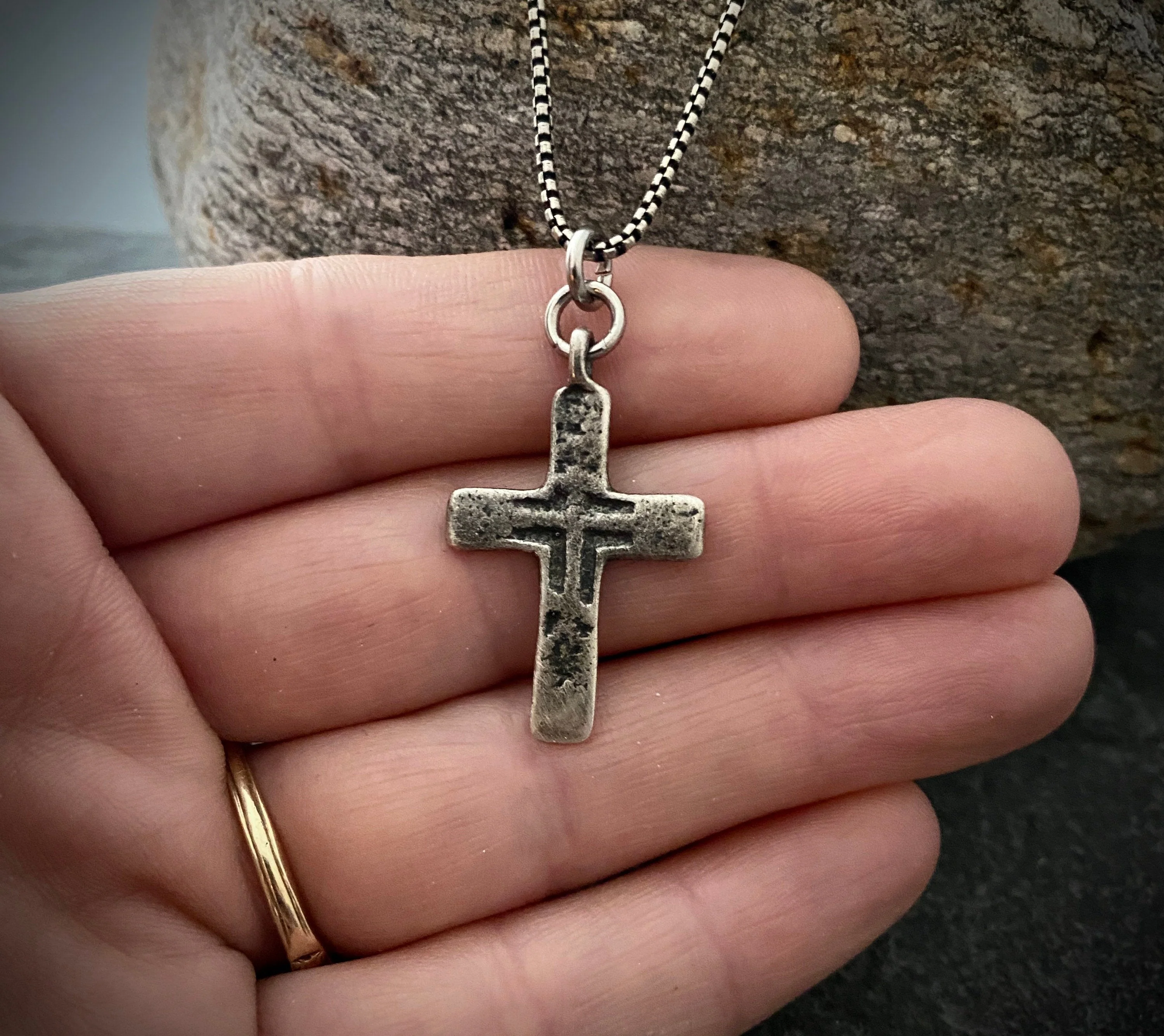 Sterling Silver Men's Cross Necklace, A Johnny LTD Original Piece with Cross made from Ancient Medieval Original, Unisex Jewelry, SS-002 - Image 3