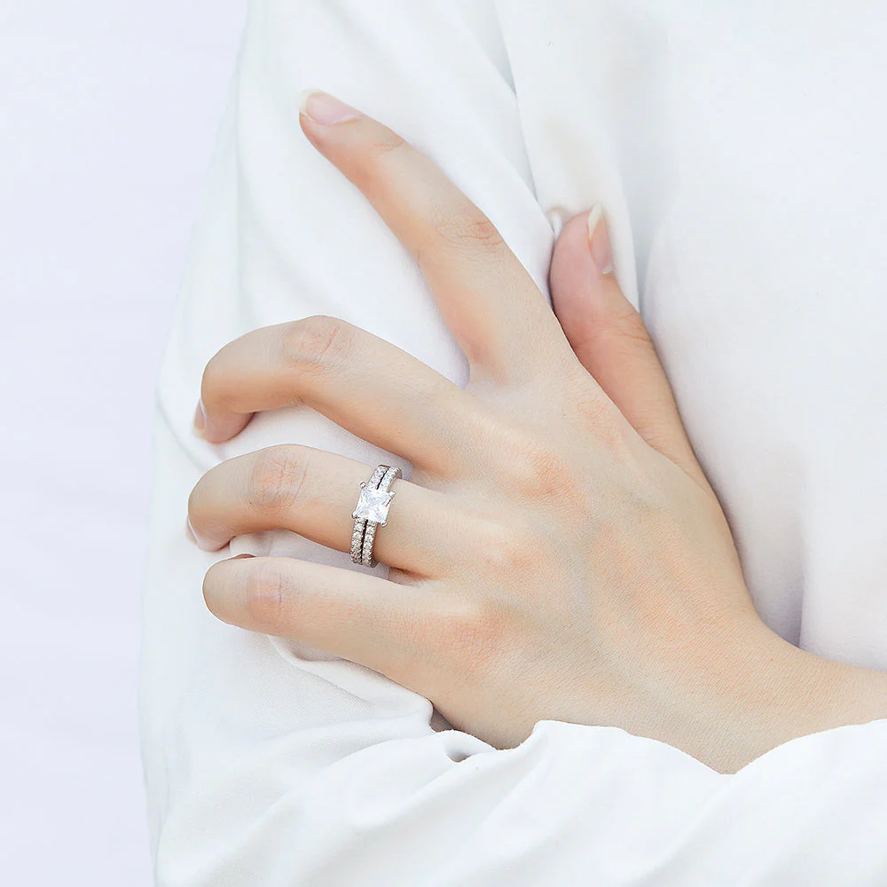 The Emma - Silver Wedding Ring Set - Image 6