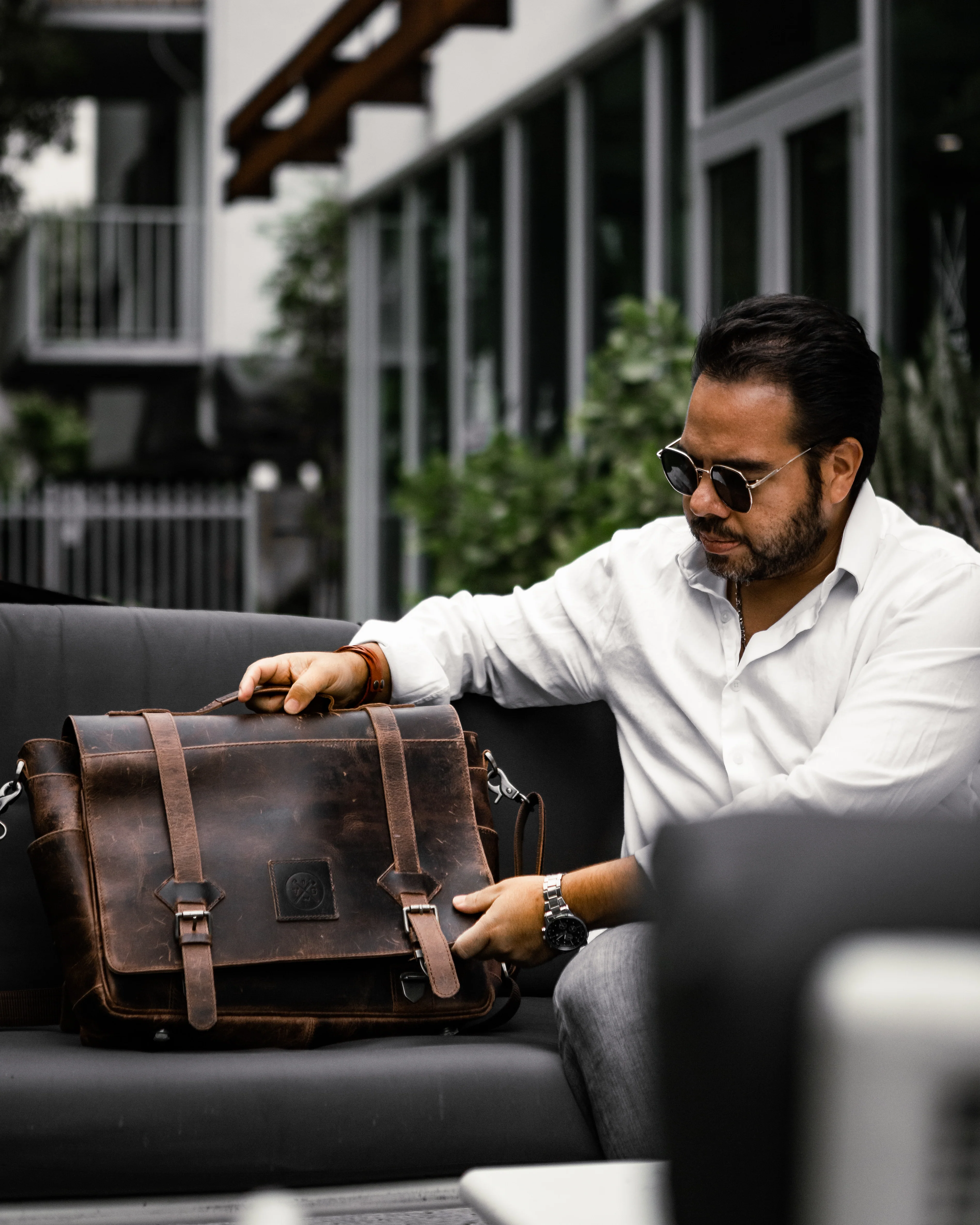 The “Lewis” Buffalo Leather Messenger Bag - Image 10