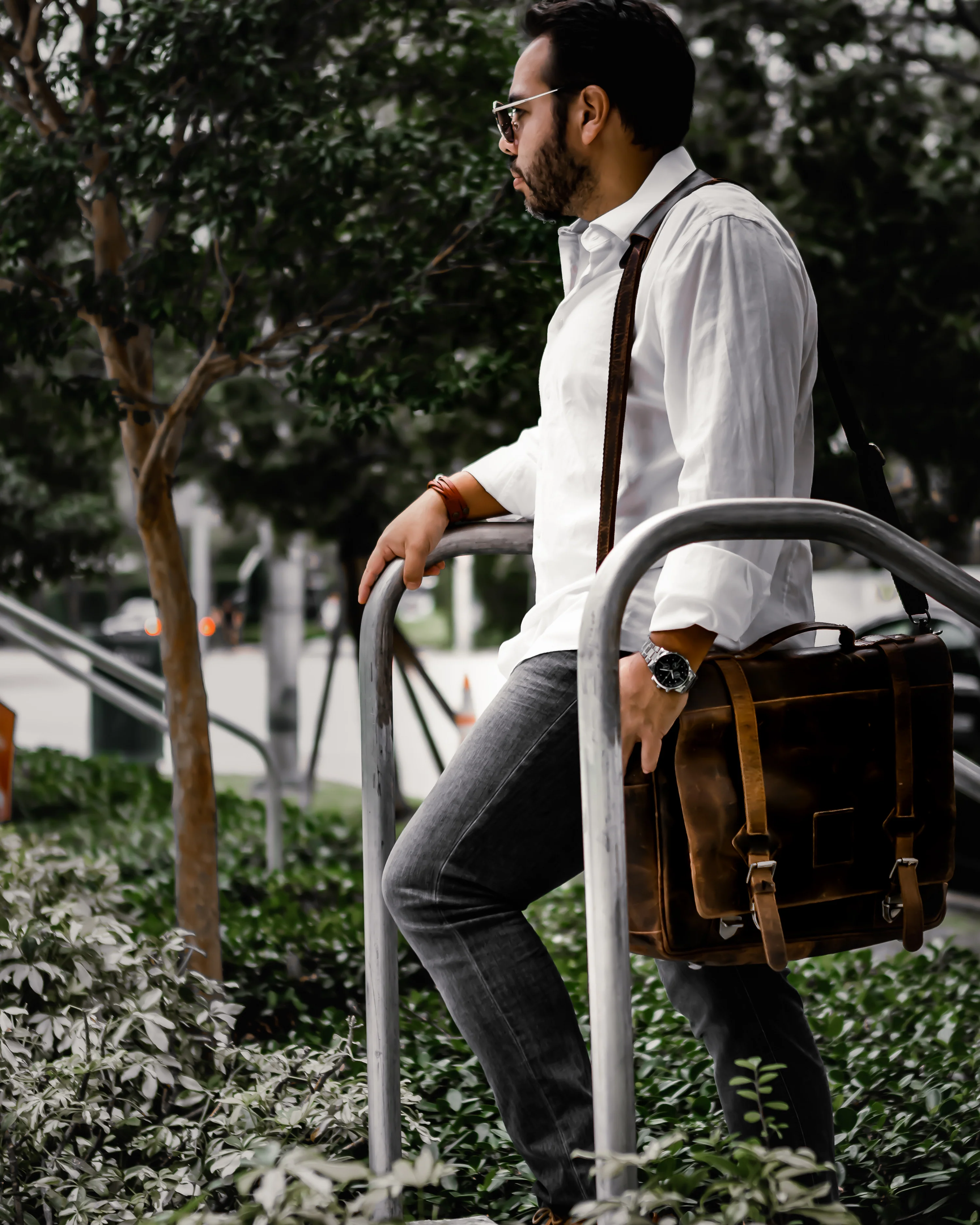 The “Lewis” Buffalo Leather Messenger Bag - Image 11