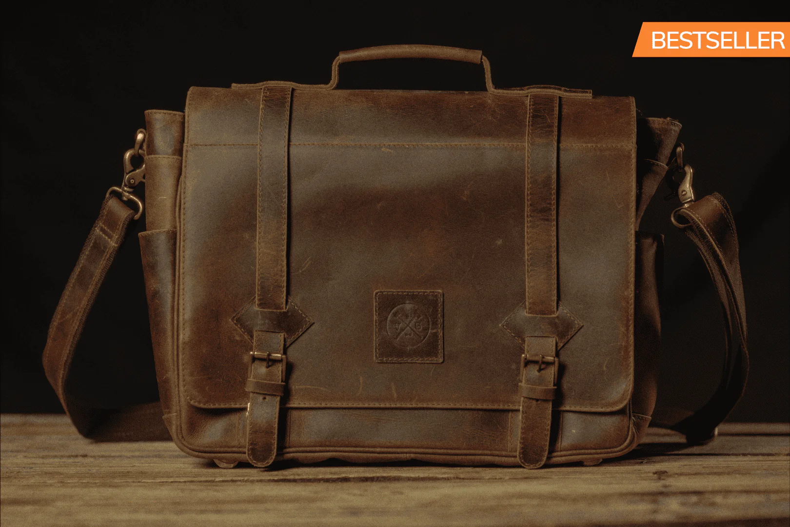 The “Lewis” Buffalo Leather Messenger Bag - Image 6