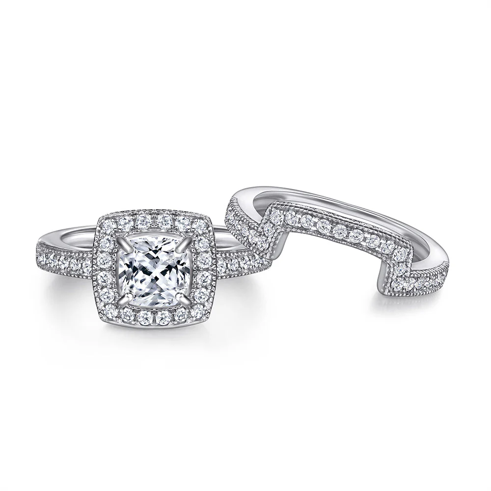 The Violet - Silver Wedding Ring Set - Image 5