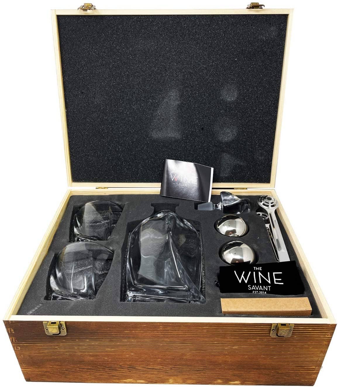 Whiskey Stones & Decanter Gift Set - 2 Glasses, 2 Coasters - Image 6